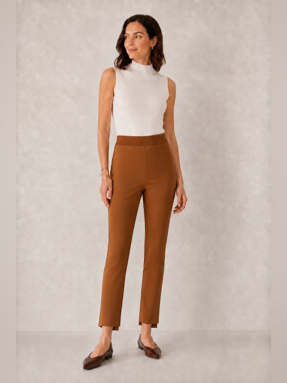 Liviana Conti Made in Italy Camel Stretch Slim Pants Size 38 XS